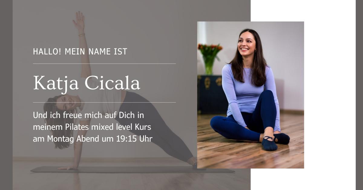 Katja Cicala, Pilates Trainerin im Studio 1 in Pforzheim sagt Hallo